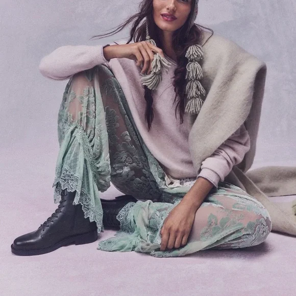 Free People Forever Young Burnout Pants- Seafoam Combo - Picture 7 of 13